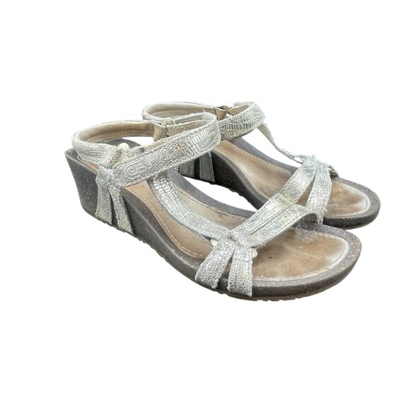 TEVA Ventura Cork Sandals Metallic Gold 6.5 Wedge Heel Ankle Strap - Picture 1 of 7